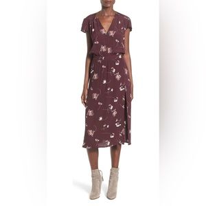LEITH Floral High Slit Midi Dress
